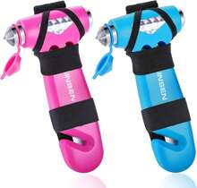 SINSEN Car Safety Hammer, Automotive Window Breaker And Seatbelt Cutter For Women, Roadside Emergency Kit, 3 In 1 Escape Tools, Road Trip Essential And Must Haves (2, Blue) - Pink & Blue - View 1