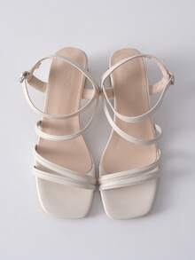 女士法式系带凉鞋，时尚优雅的橡胶粗跟凉鞋，夏季新品，圣诞节/冬季圣诞礼物