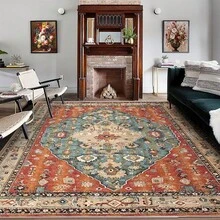 1/2 Juego de alfombra de área estilo vintage lavable, alfombra interior para dormitorio, sala de estar, pasillo - Decoración del hogar, naranja - Naranja - Ver 14