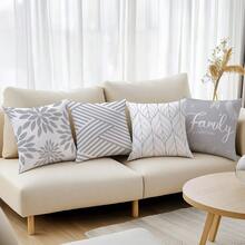 4pcs Simple Gray Line Geometric Pattern Pillow Case Set, Single-Sided Printed Peach Velvet Material, 45*45/50*50/40*40CM Cushion Cover Suitable For Modern Minimalist Sofa Living Room Decor, Gift, Party Decoration - Multicolor - View 7