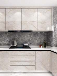 1pc Marble Pattern, Beige Glossy Film, Beige Cracks, Elegant Waterproof And Stain Resistant Home Decoration, Cabinets, Tables And Chairs, Room Background, Self-Adhesive Renovation Wallpaper, Wall Stickers Room Decor Wallpapers Wall Paper Bathroom Kitchen Wall Decor