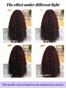 28 Inch Long Curly Synthetic Wig Without Bangs: Natural Appearance, Heat Resistant, Suitable For Parties, Cosplay, Daily Wear, Makes A Great Gift For Girls, And An Ideal Summer Holiday Accessory. - Red Highlight - View 5