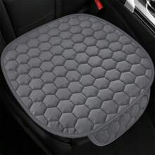 1 pièce Coussin de siège de voiture court en peluche d'hiver doux avec ours brodé et motif nid d'abeille. Épais, antidérapant et réchaud pour le siège avant de voiture