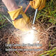 FERROFIRE Classic Heavy-Duty Super-Duty Ferro Rod Fire Starter With Premium Ferrocerium Rod Superb Carbon Alloy Steel Striker 550 Paracord Lanyard Handle For Camping Emergency Survival Hiking BBQ EDC - Heavy-duty Plus Fs125 18,000+ Strikes - 查看 4