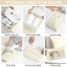 8pcs Travel Packing Cubes Set,Travel Portable Clothes Storage Bags, Compression Storage Shoe Bag, Clothing Underwear Bag, Luggage Packing Organizers,Pack Your Luggage With Ease ,Travel Essential Accessories - 小米花 - 查看 4