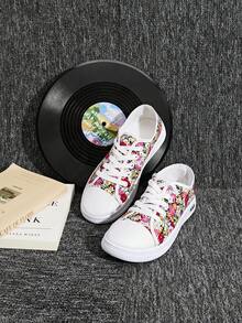 DareSee Zapatos de patinaje de moda para mujer, tenis blancos con cordones de bloques de color con estampado de leopardo y suelas gruesas, zapatos deportivos casuales para exteriores, regalos para Music Fest, Y2KFest, regreso a clases, otoño e invierno - Rosa - Ver 2