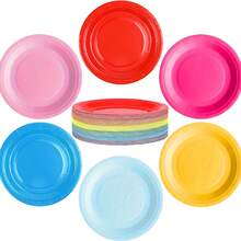 10pcs/60pcs Solid Color 7-Inch Party Paper Plates, Birthday Party Decorations, Red, Light Blue, Yellow, Pink, Fuchsia, Navy Blue Disposable Tableware For Birthday Party, Holiday Party, Camping, Wedding And More - Multicolor - View 9