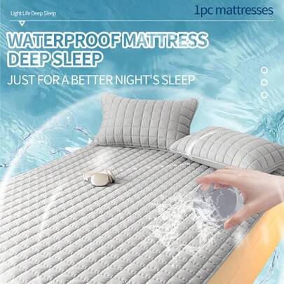 1件装防水防尿失禁床垫保护套 - 绗缝弹力床笠，格子图案，低致敏性，可机洗，适用于单人床/双人床/大号床 - 适合成人和老年人（不含枕套）