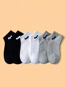 Warner Bros Set de 1/5/10/15/20/25/30 pares de calcetines esenciales de corte bajo para tobillo para hombres, suaves y ligeros, versátiles para mujer/hombre/pareja en primavera/verano, serie en negro/blanco/gris , tipo piel de Batman, transpirables, cómodos y de moda. Ideales como regalo, para volver al colegio, viajar o uso diario.