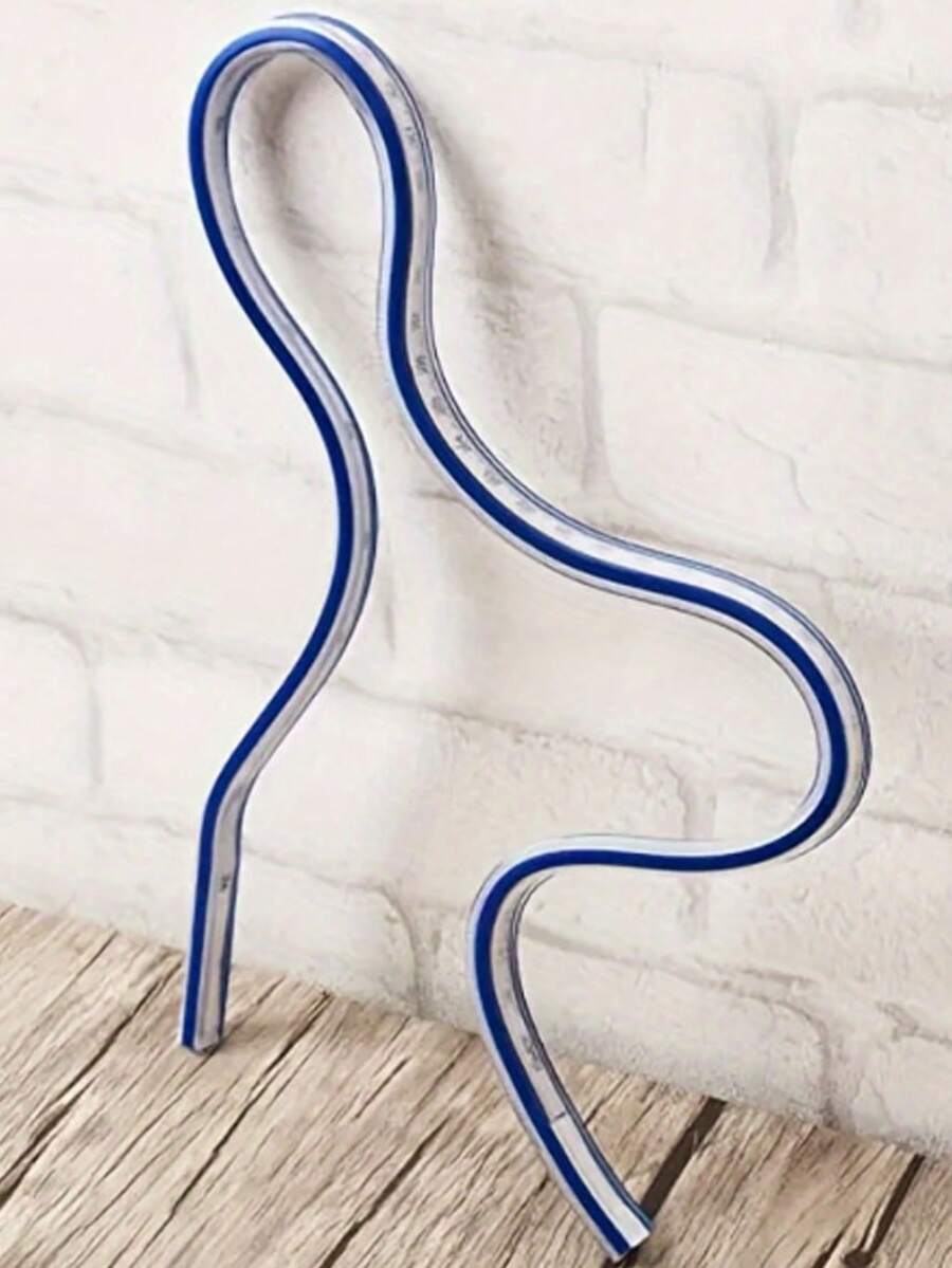 1pc 50cm Flexible Curved Ruler, Drafting Sewing Curve, Bendable Ruler, Easy To Clean Edge, Suitable For Drawing Various Shapes, Dual Scales - Blue - View 1