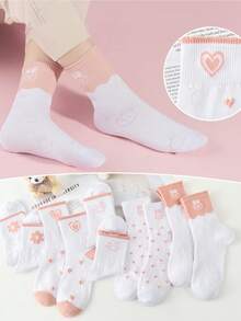 10 Pares De Calcetines Tobilleros Para Dama, Tines Juveniles Color Combinado y Diseño Cute Animado. - Multicolor - Ver 1