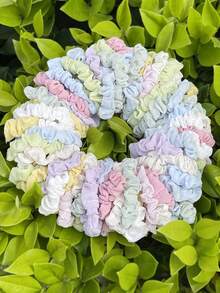 5/10/20/40个装纯色雪纺发圈，柔软可爱，适合女孩、学生、返校季、扎马尾辫、发饰、沙滩装、手链、糖果色、洗脸、发绳、发圈、运动、居家美容女性配饰礼品化妆居家健身女性配饰头部配饰弹力带 - 彩色 - 查看 7