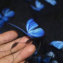 One Exquisite Mesh Embroidery Three-Dimensional Butterfly Black Yarn Lace Fabric Sewing Fabric DIY Handmade Fabric