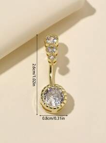 1pc Women's Zirconia Crystal Navel Ring, Medical Steel Barbell Belly Button Ring, Heart/Round Body Piercing Jewelry