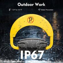 Eatssode Barriera di parcheggio, barriera di parcheggio pieghevole con telecomando, barriera di parcheggio privata elettronica con strisce riflettenti e funzione di allarme - Giallo - Visualizzare 3