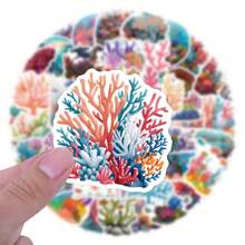 55PCS Coral Reef Stickers Vinyl Aesthetics Stickers For Scrapbooking, Diary, Laptop, Bumper, Skateboard, Water Bottle, Computer, Phone, Cartoon, Hard Hat, Car Stickers And Decals - Multicolor - View 4