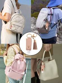 1pc Leather Material No-Rinse Hand Sanitizer Holder, Keychain No-Rinse Hand Sanitizer Holder, Portable Travel No-Rinse Hand Sanitizer Holder With Clip, Travel Essential, Back To School Supplies - Multicolor - View 9