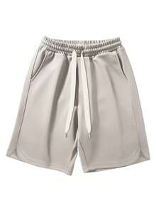 Men's Summer Casual Sports Shorts Mountaineering Side Split Shorts Casual Comfortable Fashion Men's Elastic Waist Solid Color Shorts - Sports Pants Great For Outdoor Travel, Sports, Fitness | Holiday Gifts - 卡其色 - 查看 2