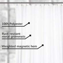 New N&Y HOME Fabric Shower Curtain Liner Oversize 96 X 72 Inches, Hotel Quality, Washable, Water Repellent, White Bathroom Curtains With Grommets, 96x72 - White 96"W x 72"L (Pack of 1) - View 3