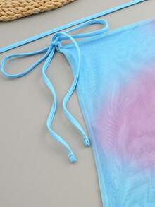 Set bikini sexy 3 bucăți nou, cu top cu șalter și fund și fustă cu cravată, costume de baie în stil european și american