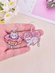 1 Pair Lovely Cake, Cat, Sea Fish, Skull Cat Design Earrings For Women, Party Jewelry Decoration