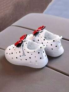 1双幼儿女童蝴蝶结波点亮片休闲运动鞋，春/秋/冬款 - 白色 - 查看 3