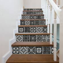 24 件曼陀罗图案瓷砖贴纸，自粘防水可移除墙贴，复古花卉浴室厕所墙贴，艺术墙贴，厨房壁纸，房间装饰，家居装饰，打造您的完美家居 - 彩色 - 查看 9