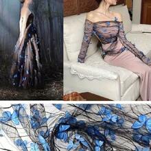 One Exquisite Mesh Embroidery Three-Dimensional Butterfly Black Yarn Lace Fabric Sewing Fabric DIY Handmade Fabric