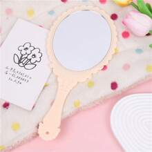 1 pieza Espejo de mano redondo de color metálico elegante, tamaño grande de 9.8 pulgadas * 4.5 pulgadas, espejo de vanidad para mujer, espejo de maquillaje ligero, adecuado para uso doméstico, maquillaje, barato, decoración de habitación, tocador, viaje, dormitorio, accesorios de maquillaje, espejo, espejo de vanidad, mini espejo, espejo compacto, espejo pequeño, espejo de mano