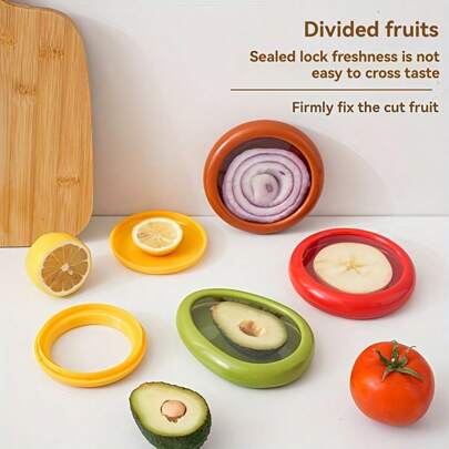 Set de 1/4 piezas de caja de preservación transparente de frutas y verduras, tapa de aguacate, caja congeladora de cebolla, caja sellada, caja de preservación de alimentos, caja de preservación de frutas, recipiente de almacenamiento, lavado a mano, reutilizable, caja de preservación, accesorios de cocina