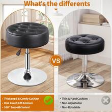 360° Swivel Vanity Stool Chair Makeup Stool Adjustable Height For Bedroom Black - 1 - View 4
