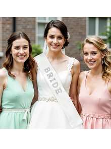 Bride Sash White Pearls Rhinestones Bride Sash Bachelor Party Sash Bride Shower Sash Gift Wedding Party Sash Bride Sash - White - View 6