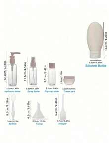 1pc/3pcs/11pcs Travel Refillable Bottle Set Spray Lotion Shampoo Shower Gel Tube Bottling Cosmetic Empty Liquid Container Portable Tool Refill