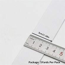 لفة (2-5) ياردة بالحزمة بحزام مرن منسوج بعرض 1.5/2/2.5/3/4/5 سم باللونين الأبيض والأسود، حزام مطاطي لخياطة الملابس والتفصيل وخياطة الألسنة والأشرطة