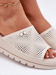 女士时尚百搭休闲坡跟拖鞋，夏季