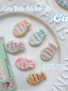 6pcs Cute Cream & Candy Color Angel Fish Barrettes, Cartoon Sweet Y2K Bangs Clips, Versatile Wave Little Fish Hair Clips, Macaron, School Stuff, Hair Accessories, Head Accessories, Hair Accessories For Women - Multicolor - View 1
