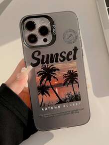 1 Stück Handy Hülle mit schwarzem Rahmen und Palmenbaum Original Design, hochwertige harte Ausführung, kompatibel mit Apple/Honor Handy, Sommer