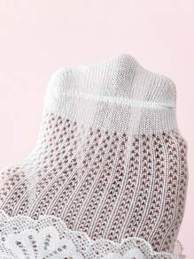 1/3/6 Pairs Of Girls' Spring And Summer White Princess Style Lace Mesh Breathable Lace Socks Suitable For Daily Life Or Gatherings