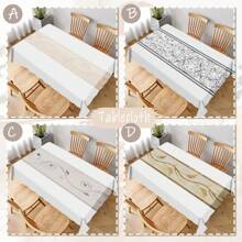 1pc/50pcs Versatile Elegant Bohemian Style Printed Polyester Tablecloth, Suitable For Kitchen, Dining Room, Holidays, Party, Easy To Clean And Durable Rectangular Tabletop Decor, Party Tablecloth, Modern Dining Table Cloth