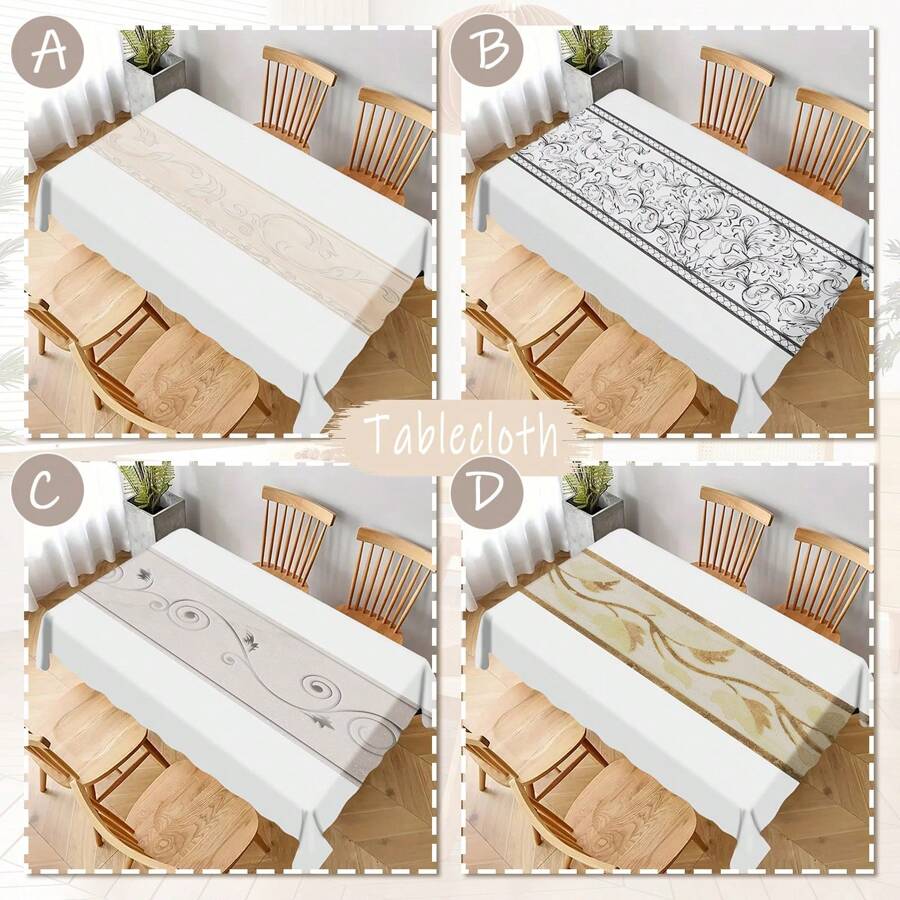 1pc/50pcs Versatile Elegant Bohemian Style Printed Polyester Tablecloth, Suitable For Kitchen, Dining Room, Holidays, Party, Easy To Clean And Durable Rectangular Tabletop Decor, Party Tablecloth, Modern Dining Table Cloth