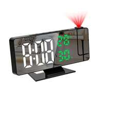 Nuevo reloj de proyección digital temperatura creativa y humedad multifunción espejo luminoso proyección reloj despertador LED proyección electrónica silenciosa - Verde - Ver 5