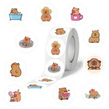 Rollo de 500 pegatinas de capibara de dibujos animados, decoración linda de capibara, regalos de capibara kawaii, pegatinas estéticas, pegatinas de vinilo resistentes al agua para botellas, computadoras, portátiles, teléfonos, equipaje, cuadernos, refrigeradores
