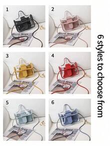 1/2 Pcs Women's Transparent Handbag, Transparent Purse, Crossbody Bag, Removable Shoulder Strap, Certified By The Sports Field Bag, With Buckle For Easy To Carry, Pvc Waterproof Material, Go Out For More Trips, Kind Of Shopping, Yen Fashionable And Versatile, The Best Choice For Travel, Vacation, Gift, A Variety Of Styles And Colors Can Be Selected - Multicolor - View 3