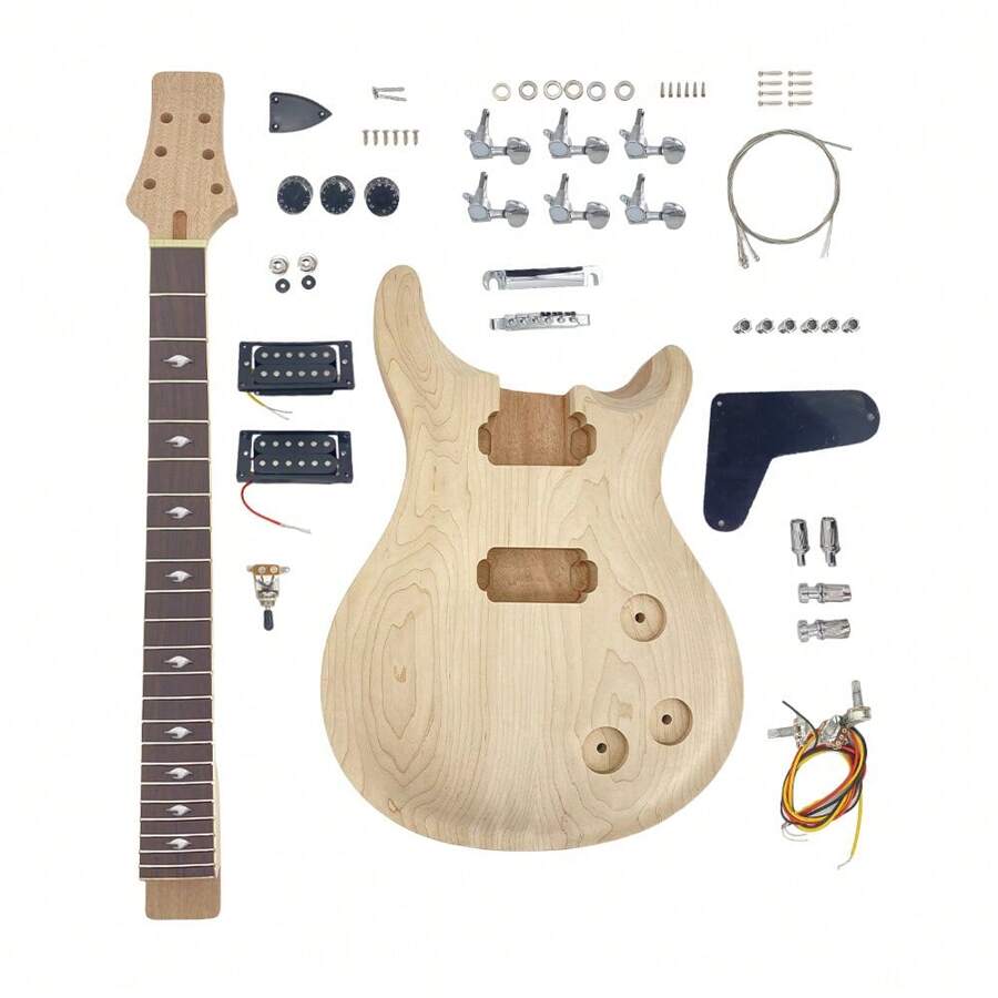 Gitarrenbausatz 22 Bünde Mahagoni Gutiar Hals Gitarre Korpus Ahorn Decke Hardware