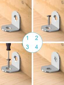 60 件重型 L 形支架 - 高品质钢结构，确保衣柜、家具、橱柜、椅子和抽屉的稳定性 - 包括 10 个支架和 20 个螺丝 - 耐用、多用途连接器 - 銀色 - 查看 8