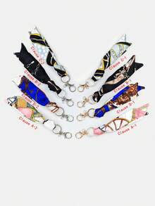 Women Handbag Pendant Accessory With Silk Scarf Fashion Silk Scarf Handbag Charm Ladies Key Chain - Multicolor - View 9