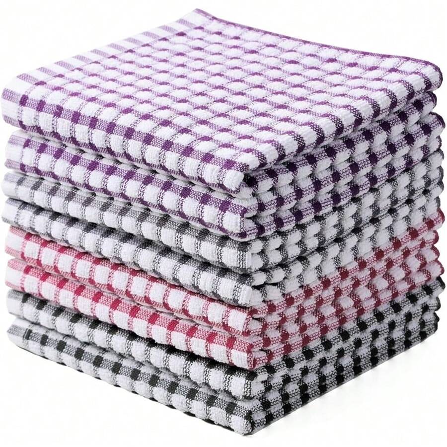 New Oeleky 100% Cotton Kitchen Dish Cloths For Washing Dishes, 12x12 Inches Dish Rags, Absorbent Kitchen Cloths Pack Of 8, Quick Drying Cleaning Cloths (Mix-3, 12"X12") - Mix-3 12"x12" - View 1