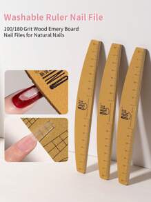 RS NAIL Limapias de uñas RSNAIL con grano 100/180, lavable, resistente al desgaste, doble cara con escala de regla y plantillas para dar forma a las uñas. Limas de uñas y archivos de pulido adecuados para principiantes en arte de uñas y salones de manicura