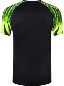 jeansian 1pc Black-Green Boyfriend Style Men Athletic T-Shirt, Short Sleeve Slim Fit Running Tee For Tennis, Golf, Bowling And Fitness, Quick-Dry, LSL229
