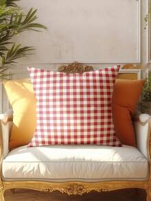 4 أغطية وسادات بنمط الشريط والمربعات الحمراء عيد الميلاد، ناعمة وممتعة جدا، الأكثر مبيعا، أغطية وسائد زخرفية للمنزل والأريكة وغرفة المعيشة والنوم، بدون إدراج - الأحمر - مشاهدة 9